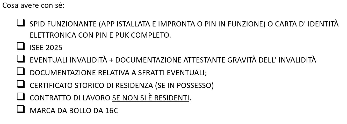 COSA PORTARE